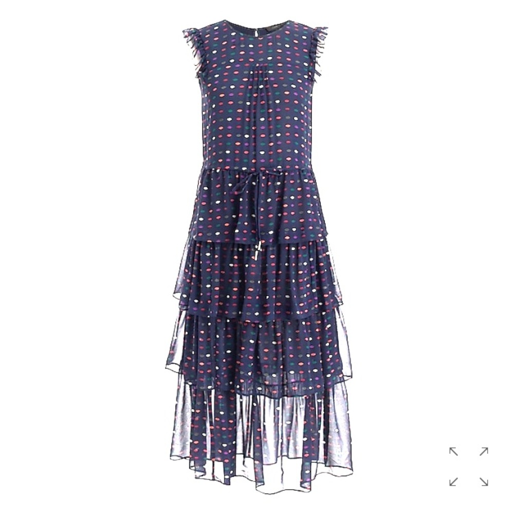 NWT! J. Crew Tiered silk dress in lip print